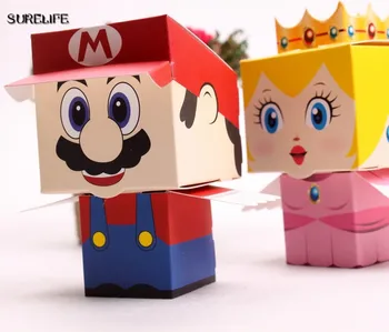 50pcs/daug Super Marie Bros princesė 25pcs Nuotaka + 25pcs Jaunikis vestuvių nori Mario saldainių dėžutė vestuvių dovanos