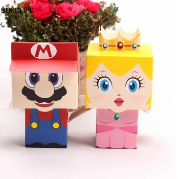 50pcs/daug Super Marie Bros princesė 25pcs Nuotaka + 25pcs Jaunikis vestuvių nori Mario saldainių dėžutė vestuvių dovanos