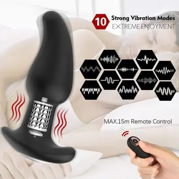 Belaidis Nuotolinio Sukimosi Analinis Granulės Makšties Vibratorius G Spot Stimuliatorius Postate Masažo Vibracija Butt Plug Sekso Žaislais Vyrams, Moterims
