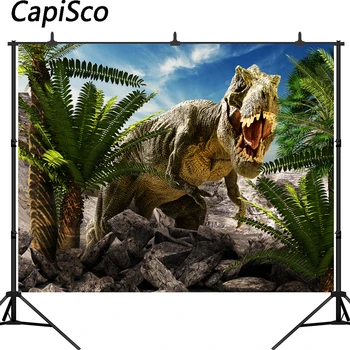 Capisco Vinilo fotografijos fone Juros periodo 3D dinozaurų parkas fonas foto studija vaikams gimtadienio photocall