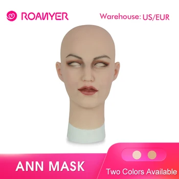 Roanyer ANN silikono netikrą veidą shemale masken už crossdresser Realus kaukė vyrų ir moterų Drag Queen Helovino Maskaradas
