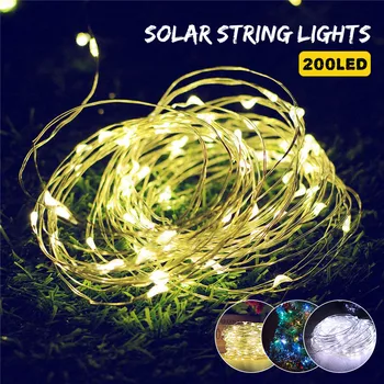 Saulės LED String Žibintai 200 Led Vario Laidus Vandeniui Žvaigždėtą Dekoro Virvę Šviesos Sezoninio Dekoratyviniai Kalėdų Atostogų