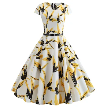 Moterys Vasarą Polka Dot Spausdinti Vintage Suknelė trumpomis Rankovėmis Atsitiktinis Elegantiškas Šalis Suknelė 50s 60s Rockabilly Sūpynės Pinup Midi Vestidos