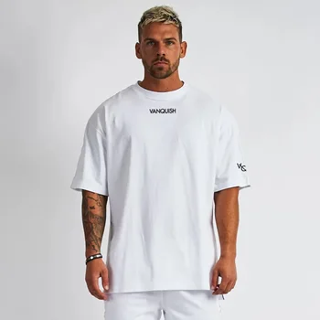 Vasaros sporto sveikatingumo vyriški T-shirt hip-hop stiliaus trumpomis rankovėmis veikia atsitiktinis medvilnės naudotis drabužiai