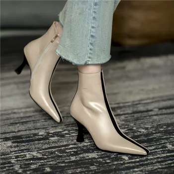 MORAZORA 2020 Naują atvykimo moterų batai, natūralios odos batai mados pažymėjo tne aukšti kulniukai mišrios spalvos batai