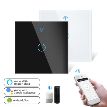 WIFI Bevielio ryšio Jungikliai 1/2/3 gauja Stiklo plokštės Touch LED Šviesos Smart APP Nuotolinio Valdymo Balsu Gyvenimo Namų su Alexa, Google