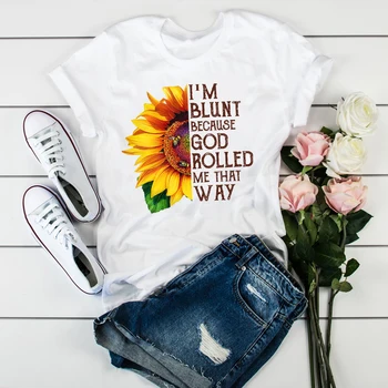 Moterų Drabužiai Saulėgrąžų Spausdinti Gėlių, Drabužių, Gėlių, Merginų, Moterų Topai Drabužius T-Shirt Grafikos Moterų Tumblr Marškinėliai T-shirts