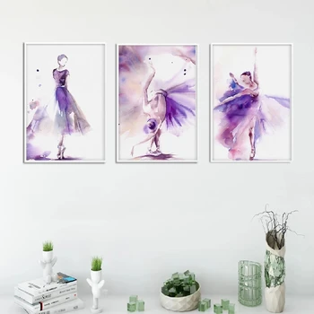 Abstraktūs Paveikslai Tapyba Violetinė Baleto Šokių Mergaitė, Plakatų ir grafikos Sienos Menas Nuotraukas Kambarį Namų Dekoro be Rėmelio