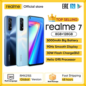 Realme 7 Pasaulio Versija Mobilieji Telefonai Atrakinta 30W Greitai Įkrauti Išmanųjį telefoną 8GB RAM 128 GB ROM Mobiliųjų Telefonų Gel G95 Žaidimų Telefonas