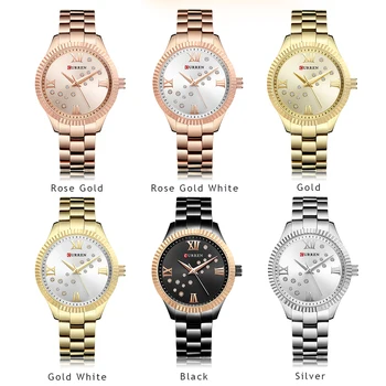 CURREN Mados Juoda Žiūrėti Moterų Laikrodžiai Top Brand Prabangūs moteriški kalnų krištolas Laikrodis Suknelė Ponios Kvarciniai Laikrodžiai Reloj Mujer