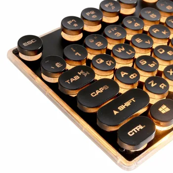 Steampunk Retro Žaidimų Klaviatūra rusų/anglų Išdėstymas Turas Keycap Apšvietimu USB Laidinio Žėrintis metalinę Kristalų Sienos