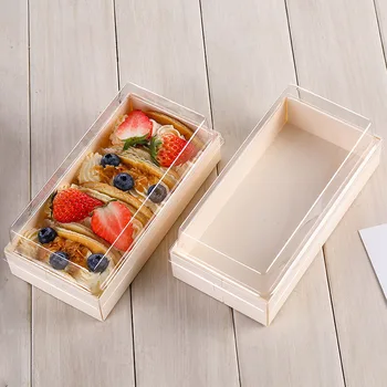 Mediniai Cake Box Sumuštinių Dėžutė High-end Suši Dėžutės Japonijos Takeout Dėžutės, Vienkartiniai Aišku Dangčio Sluoksniuotos Lauke kepinių Desertas
