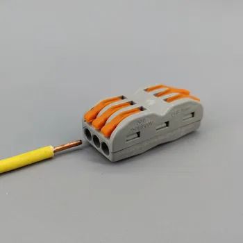 10vnt 3 Pin Universalus kompaktiškas laido pajungimo jungties laido gnybtų bloką su svirtis Splitter 32A
