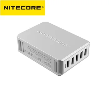 Originalus Nitecore UA55 5-Port USB Desktop Adapter 5-Aikštelės USB Adapteris 50W Didelės Spartos Vienalaikio Įkrovimo 10A maksimali Galia