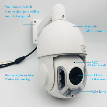 Lauko Rainproof Aliuminio 18 x Optinis Transfokavimas Auto Stebėjimo AI Speed Dome PTZ IP Kamera 5MP Humanoidų Garso Kalbėti Automatinė Kruizas
