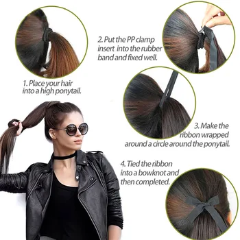 MSTN 30-Colių Sintetinių Plaukų Pluoštas Karščiui Atsparaus Tiesūs Plaukai, plaukai surišti į uodegą Su Padirbtų Plaukų Chip-Plaukų Plėtinių Ponio Uodegą Peruką