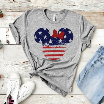 2020 Juokinga liepos 4-osios Marškinėliai Mielas Minnie Įkvėpė Nepriklausomybės Diena T-Shirt Amerikos Vėliava Grafinis Tee Atitikimo Šeimos Tee