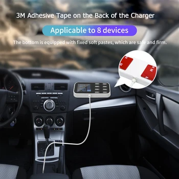 GOOJODOQ 8 Prievadai USB Automobilinis Įkroviklis LED Skaitmeninis Displėjus, Greito Įkrovimo iPhone 11 Pro Max 
