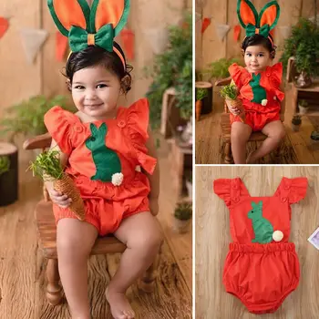 Naujagimio Mergaičių Drabužius Easter Bunny Romper Jumpsuit Komplektus Vasaros Rankovių Baby Girl Drabužiai