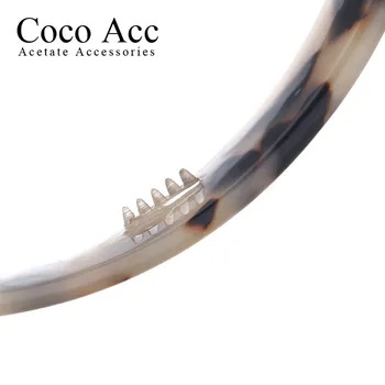 Didmeninė celiuliozės acetato akrilo vėžlio kiauto paprastos konstrukcijos plaukų lankelis hairbands su dantų moterims, merginos