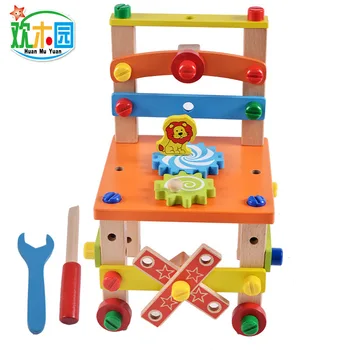 Montessori Už Vaikas Medinės Kėdės Montavimas Žaislas Vaikui dizaineris įrankių rinkinys mediniai žaislai, dovanos Mergaitėms, Dovanos Berniukams