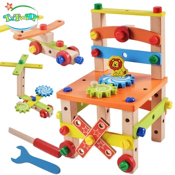 Montessori Už Vaikas Medinės Kėdės Montavimas Žaislas Vaikui dizaineris įrankių rinkinys mediniai žaislai, dovanos Mergaitėms, Dovanos Berniukams