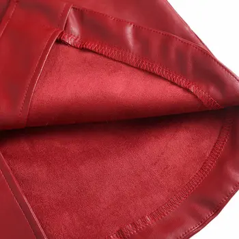 Wixra Vintage Red Dirbtiniais Odos Striukės Lady Stilingas Tiesiai Prarasti Kišenės Moterų Rudenį Mygtukai PU High Street, Paltai