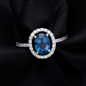Gem Baleto 1.58 Ct Gamtos London Blue Topazas Brangakmenio Žiedas Moterims Vestuvių Juostoje Žiedai 925 Sterlingas Sidabro Fine Jewelry
