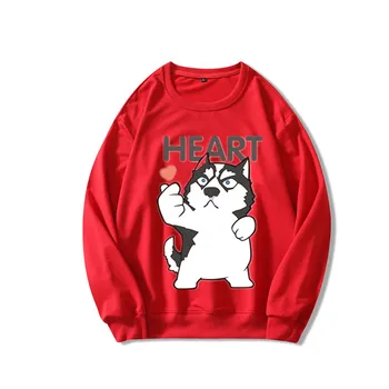 Širdies Haskis Anime Moterų Šilti Megztiniai Žiemos Mados Harajuku Japonijos Streetwear hip-hop Atsitiktinis Megztinis Laisvi Drabužiai