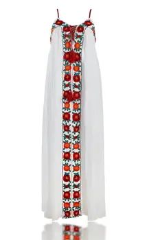 TEELYNN Seksualus paplūdimio boho maxi suknelė 2020 m. Derliaus medvilnės gėlių aplikacija balta Vasaros suknelės dirželį moterų Vestidos Skraiste