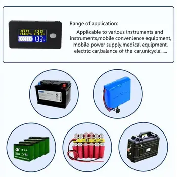 OOTDTY 10-100V Baterijos Talpos Indikatorius Voltmeter Universalus Li-ion Lifepo4 Švino rūgšties A5YD