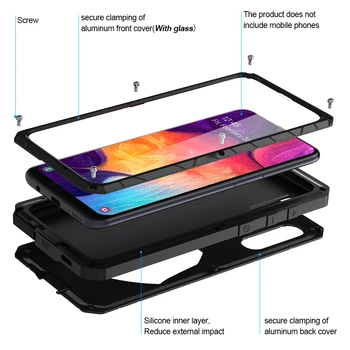 Samsung Galaxy A30s A50 A51 Telefono Dėklas Sunku Aliuminio Metalas Grūdintas Stiklas Screen Protector, Sunkiųjų Apsaugos A71 Dangtis