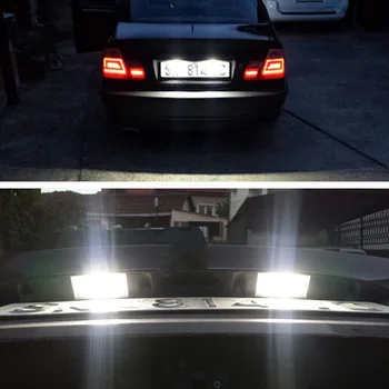 2VNT BMW E46 4D Licencijos numerio apšvietimo Lemputės auto numerį lempa LED automobilių šviesos surinkimo Signalo Lemputė Klaidų, bmw 323i 325i