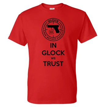 Į Glock Mes tikime, Raštą, Print T-Marškinėliai Vyrams, Moterims, Sportas, Laisvalaikio Streetwear Pistoletas Logotipas Modelio Marškinėlius Medvilnės Marškinėliai Vyrų Viršūnės