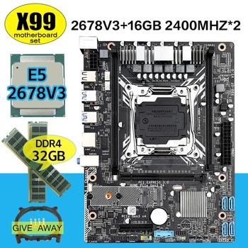 X99 GT Žaidimų Plokštė Su LGA2011-3 E5 2678 V3 2VNT 16GB 2400MHz =32GB DDR4 Atminties USB3.0 NVME M. 2 Wifi Lizdas