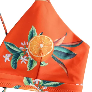 Oranžinė Spausdinti Bikini Komplektas Seksualus Maudymosi Kostiumėliai Moterims 2020 