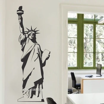 Laisvės statula Vinilo Sienos Lipdukai New York Orientyrą Sienos Meno Kambarys Lipdukas, Decal, Durų Langą Trafaretai Sienų Dekoras SA780