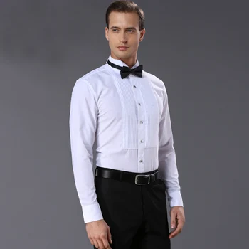 Prancūzų stiliaus Mens Marškinėliai kokybės Mados baltieji Vyrai suknelė marškinėliai Smokingas Drabužių skalbimo ir dėvėti apdailos marškinėliai vyrams vestuvių