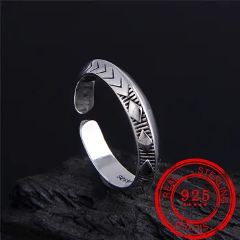 Korėjos versija, 925 sterlingas sidabro žiedas, mados sidabro žiedas, karšto pardavimo ponios šalies geometrinis retro stiliaus 925 sidabro papuošalai