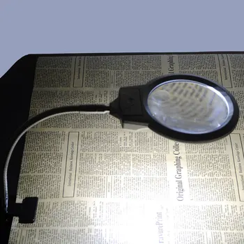 Apšviesta didinamasis stiklas Clip-on Lentelės Viršuje Stalas LED Lempa Skaitymui 2,5 x 5 x Didelės Lęšio, Didinamojo Stiklo su Apkaba