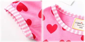 Mažai specialistė 2018 naujas vasaros kūdikių mergaičių prekės ženklo suknelė vaikai Medvilnės širdies spausdinti trumpomis rankovėmis suknelės S0320