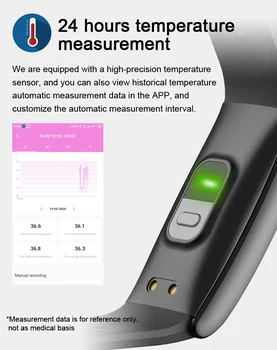 Naujas Q8T temperatūros matavimo smart apyrankę širdies ritmo monitoringo sporto pedometer seklys atsparus vandeniui smart žiūrėti