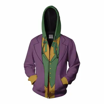 BIANYILONG 2018 naujas Vyrų Gobtuvu Joker 3D Atspausdintas Hoodies Tracksuit užtrauktukas hoodie gobtuvu hip-hop viršūnes Laivybos parduotuvė