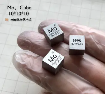 Individualų molibdeno periodiškai fenotipas kubo Šonų ilgis 10mm, Sveria apie 10.3 g Mo lygi arba didesnė negu 99.95% Mo kubas