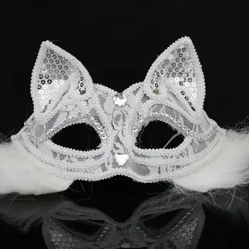 GNHYLL Fox Kaukės Sexy Nėrinių Katės Kaukė PVC Balta Moteris Venecijos Maskuotis Kamuolys Šalis Kaukė Veiklos Įdomus Kaukės 19 * 8 cm