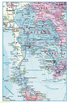 Kelių Žemėlapis Mičigano Užmiestyje Tailandas Detalusis Planas Derliaus Drobė Spausdinti Plakato Sienos Lipdukas, Baras, Užeiga, Kavinė Namų Dekoro Tapyba