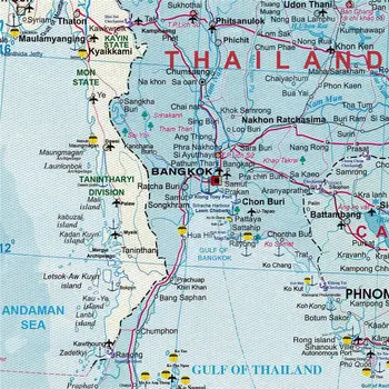 Kelių Žemėlapis Mičigano Užmiestyje Tailandas Detalusis Planas Derliaus Drobė Spausdinti Plakato Sienos Lipdukas, Baras, Užeiga, Kavinė Namų Dekoro Tapyba
