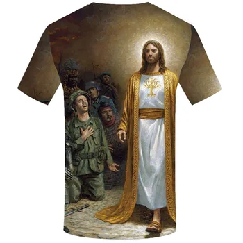 KYKU Jėzus T-shirt Vyrai Karo Anime Drabužiai, Karinės Tshirts Atsitiktinis Asmenybės Marškinėlius Spausdinti Asmenybės T-shirts 3d