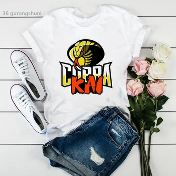 Karatė Kobra t-shirt Moterims, Harajuku Vasaros viršūnes Juokinga Graphic marškinėliai moterims Estetinės 90s marškinėlius femme Hip-hop Moterų drabužiai