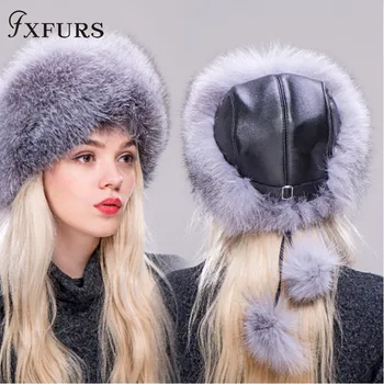 2020 FXFURS Moterų Žiemos Natūralios Realių Lapės kailiniai skrybėlės, Mongolija skrybėlę Princesė bžūp sniego Slidinėjimo kepurės earflap žiemos kailių Bombonešis skrybėlę